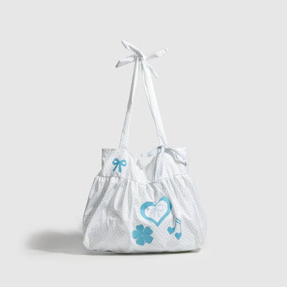 Cute Bow Polka Dot Nylon Tote Bag for Women