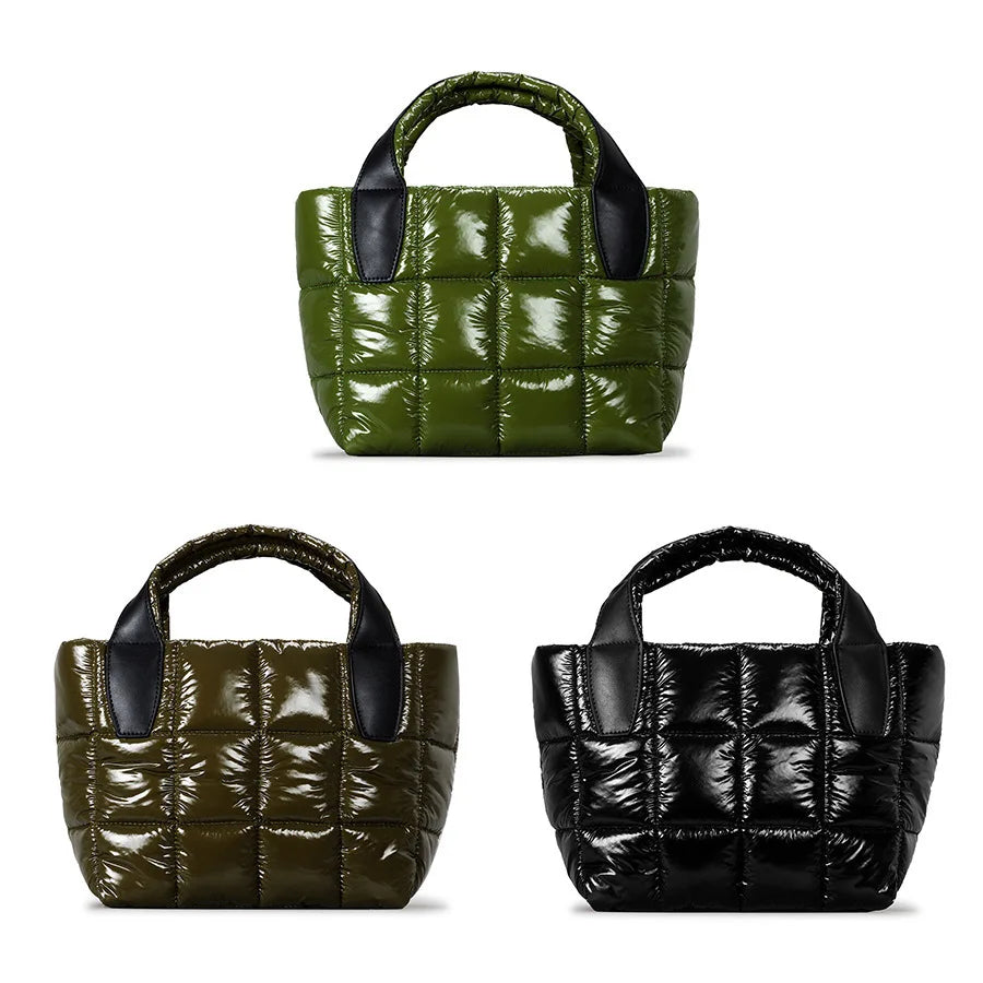 Quilted Puffer Tote Bag – Waterproof Nylon Women's Handbag