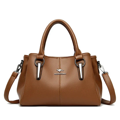 Luxury Leather Handbag for Women – 3-Layer Crossbody Tote