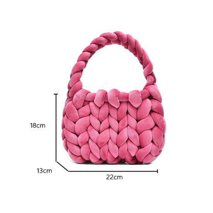 Hand-Woven Velvet Knit Handbag for Women – Chunky Tote