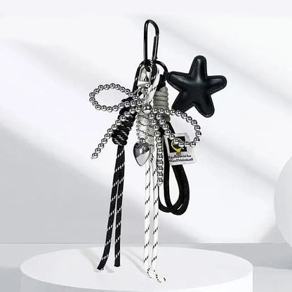 Star Charm Keychain with Balloon Dog & Braided Rope Bag Accessory