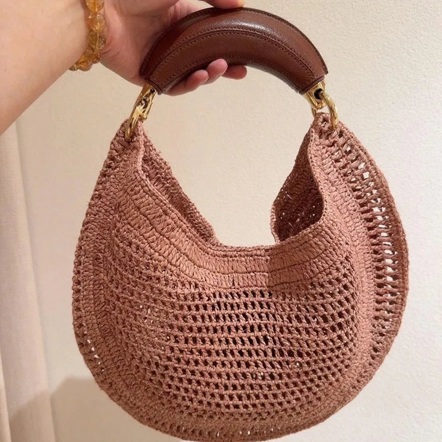 Woven Crescent Handbag – Hollow Design Women's Underarm Bag