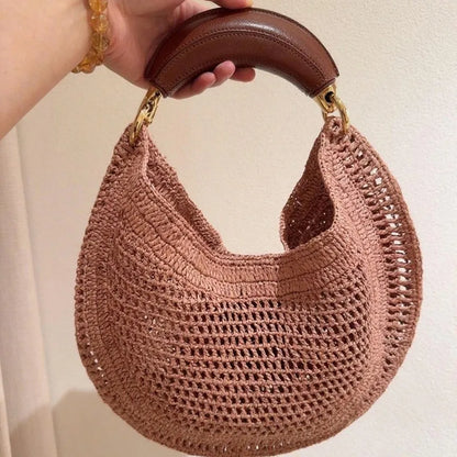 Woven Crescent Handbag – Hollow Design Women's Underarm Bag