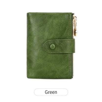 Women's Retro Trifold Wallet – Large Capacity Double Zipper Card Holder