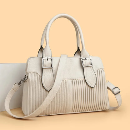 Large Capacity Soft Leather Women's Tote Bag – 3-Layer Luxury Handbag