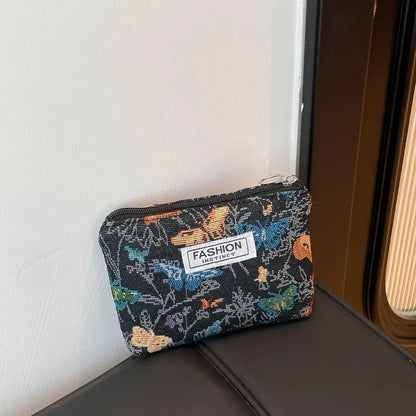 Floral Embroidery Canvas Cosmetic Bag – Korean Travel Makeup Organizer