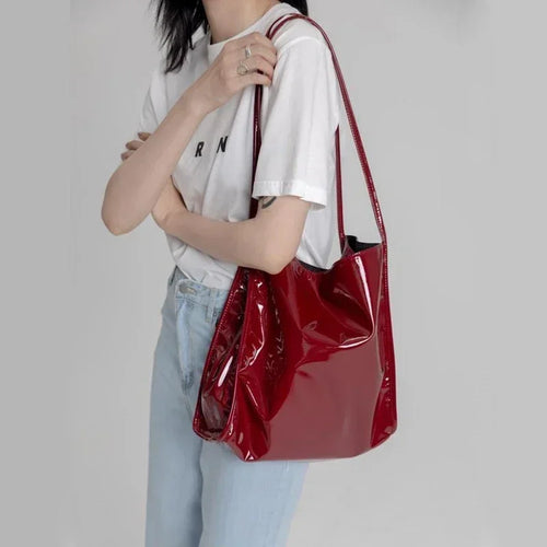 Patent Leather Women's Tote Shoulder Bag – Large Capacity Handbag