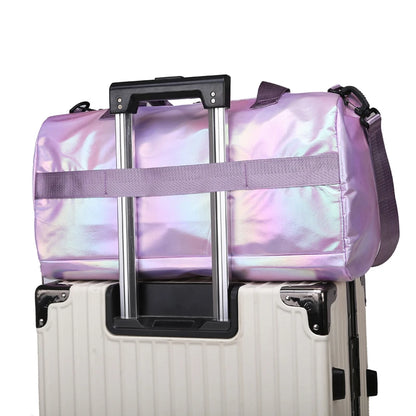 Women's Large Capacity Nylon Travel Duffel Bag with Shoe Compartment