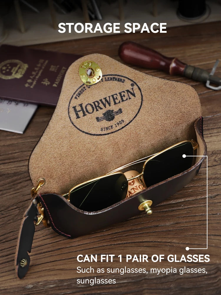 Handmade Genuine Leather Sunglasses Case for Men