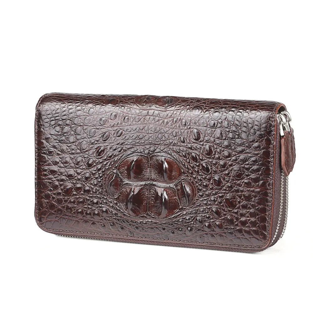 Crocodile Leather Men's Clutch – Double Zipper Business Handbag