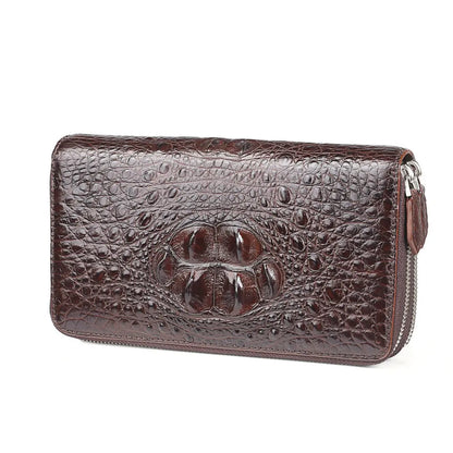 Crocodile Leather Men's Clutch – Double Zipper Business Handbag