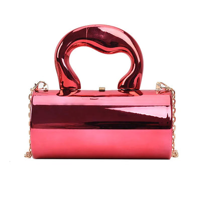 Cylinder Evening Clutch – Women's Metallic Mini Crossbody Bag