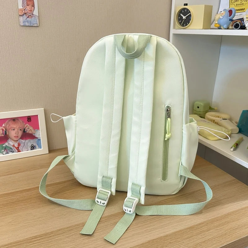 Kawaii Floral Bow Backpack for Girls – Large Nylon School Bag