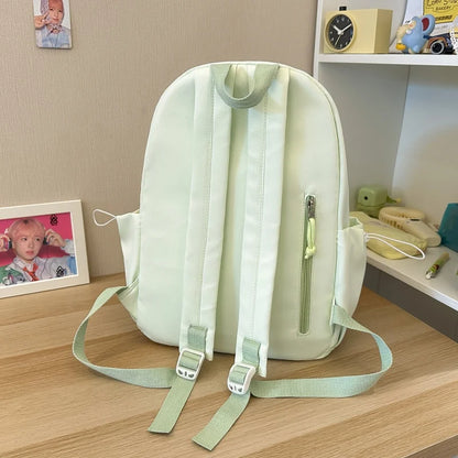 Kawaii Floral Bow Backpack for Girls – Large Nylon School Bag