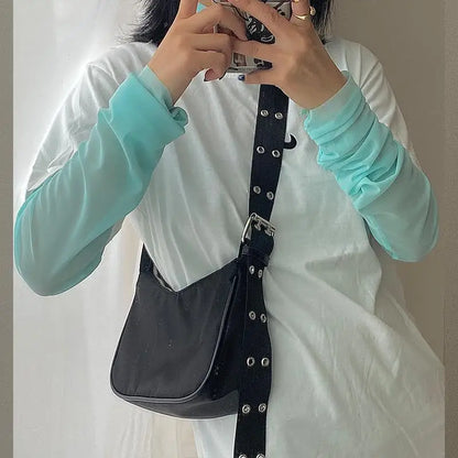 Waterproof Nylon Crossbody Bag for Women – Studded Shoulder Purse