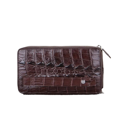 Crocodile Leather Men's Long Clutch Wallet | Zipper Card Holder