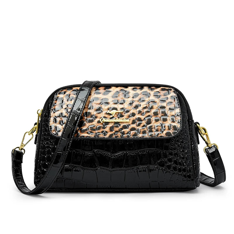 Snake Pattern Crossbody Bag for Women – Patent Leather