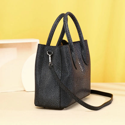Genuine Leather Stingray-Texture Tote Bag for Women