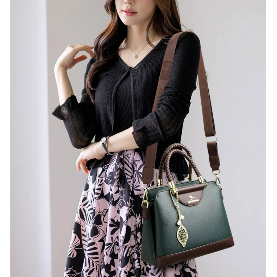 Luxury PU Leather Crossbody Bag for Women – 3-Layer Designer Handbag