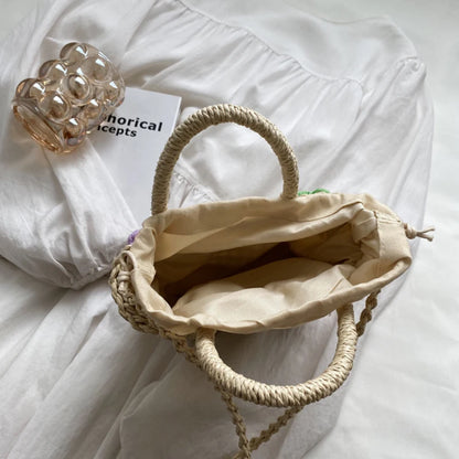 Straw Woven Shoulder Bag – Women's Summer Flower Handbag