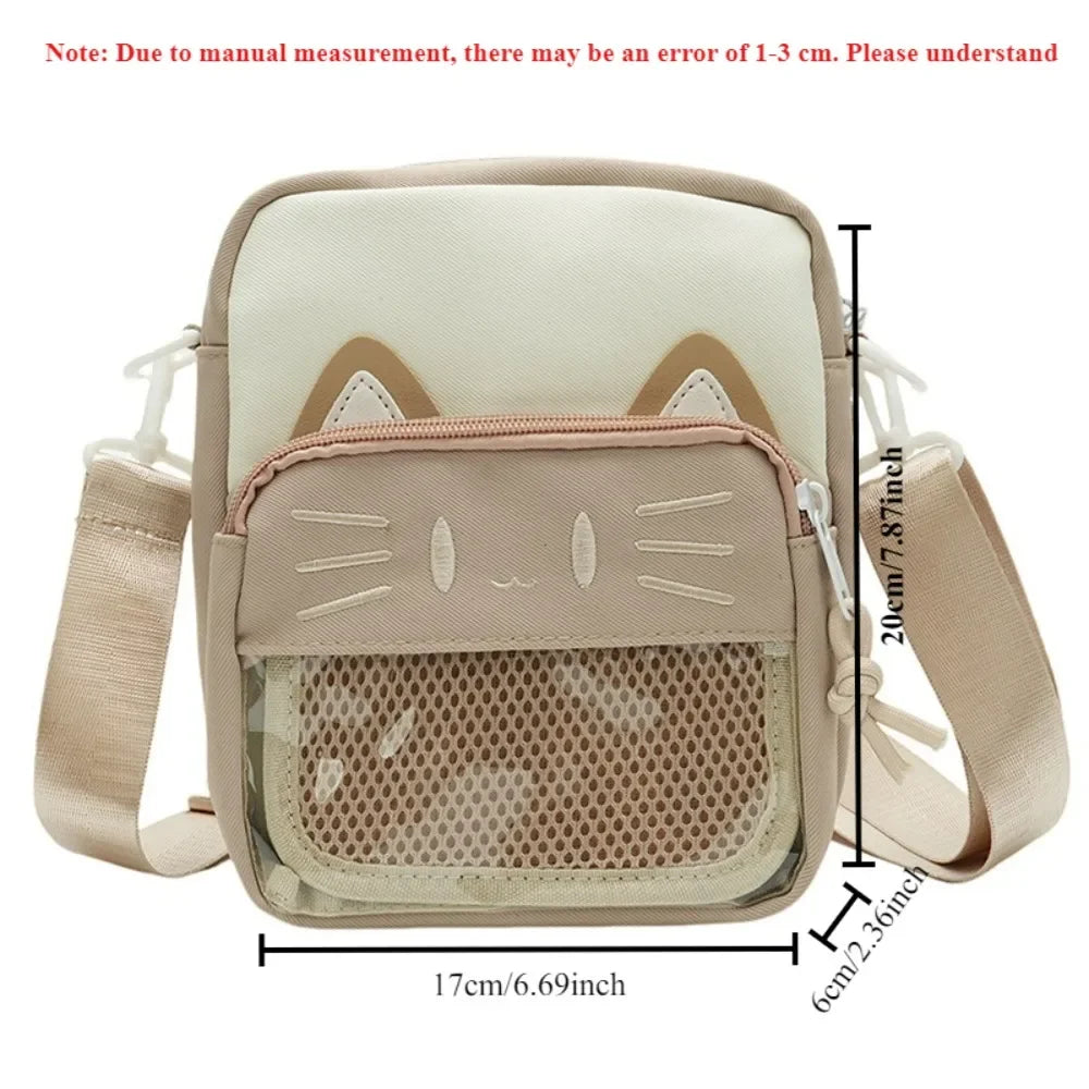 Ita Bag Mini Crossbody – Harajuku Nylon Shoulder Bag with Clear Window for Pins & Badges