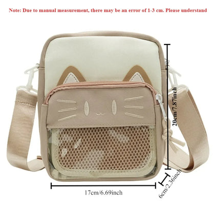 Ita Bag Mini Crossbody – Harajuku Nylon Shoulder Bag with Clear Window for Pins & Badges