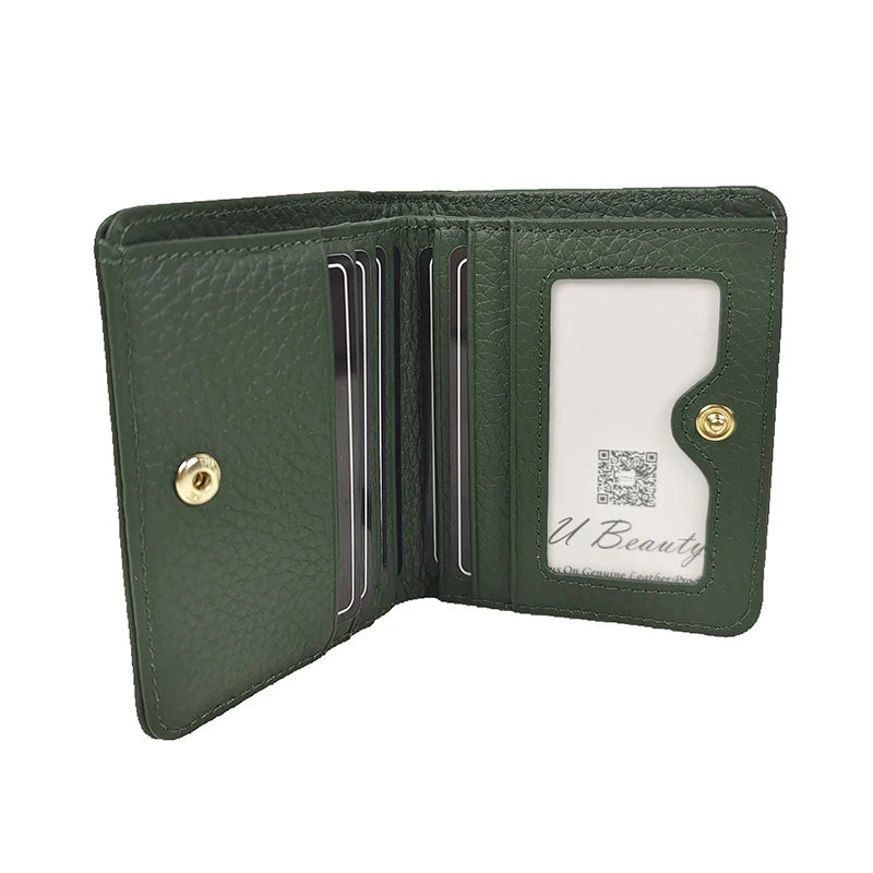 Genuine Leather Cat Charm Short Wallet for Women