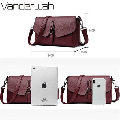 3-Layer Leather Crossbody Shoulder Bag for Women – Luxury Designer Handbag