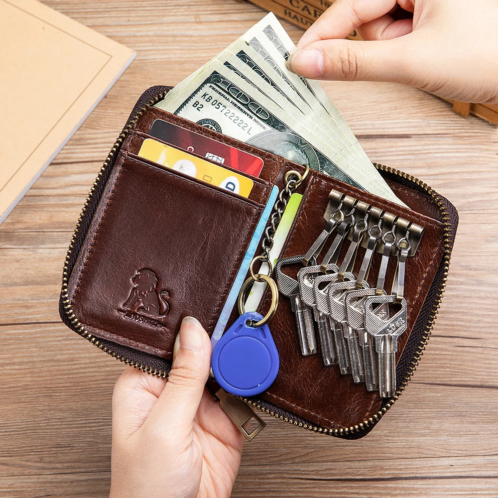Genuine Leather Key Wallet & Card Holder for Men