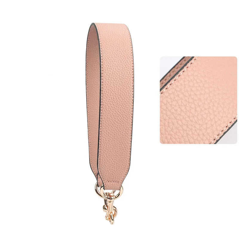 Leather Bag Wrist Strap with Metal Hardware