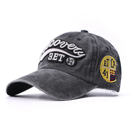 Washed Cotton Baseball Cap – Embroidered Letter W Snapback
