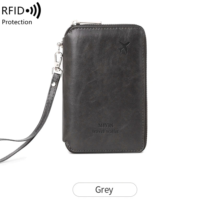 RFID Blocking Travel Passport Wallet – Retro Zip Wristlet