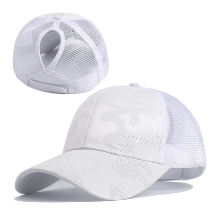 Women's Ponytail Baseball Cap Mesh Breathable Adjustable Sun Hat