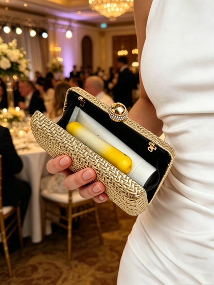 Sparkling Diamond Clasp Evening Clutch Bag
