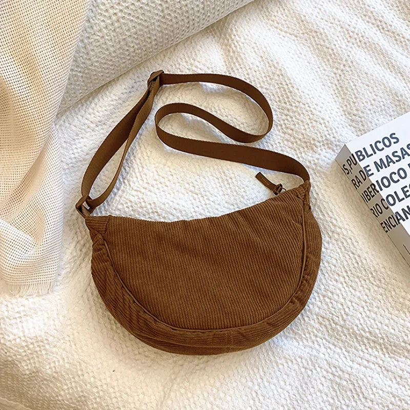 Corduroy Hobo Shoulder Bag for Women – Casual Crossbody Purse