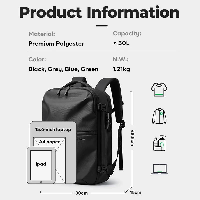 Bange Anti-Theft Travel Backpack with Wet Dry Separation – Fits 15.6" Laptop