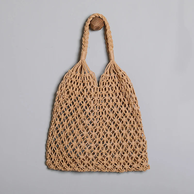 Straw Woven Beach Tote Bag – Large Hollow-Out Shoulder Handbag for Women