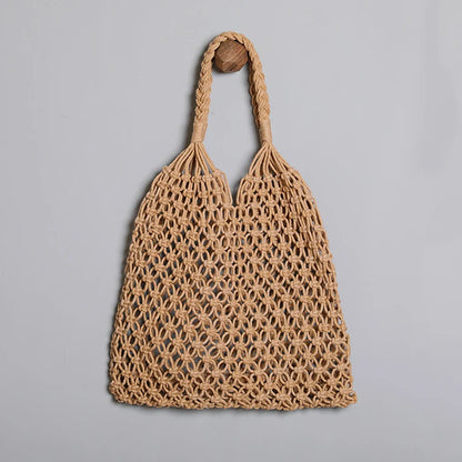 Straw Woven Beach Tote Bag – Large Hollow-Out Shoulder Handbag for Women
