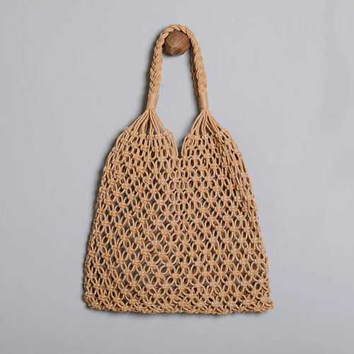 Straw Woven Beach Tote Bag – Large Hollow-Out Shoulder Handbag for Women