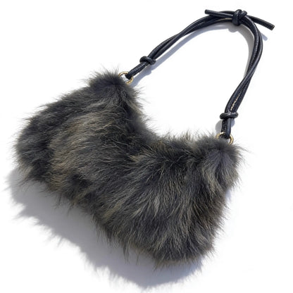 Real Fox Fur Woman Ladies Crossbody Bags Designer Luxury Handbags Women Handbag Shoulder Bag Fuzzy