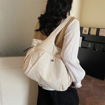 Fashionable Texture Simple Shoulder Bags Lightweight Large Capacity Plaid Storage Crossbody Handle