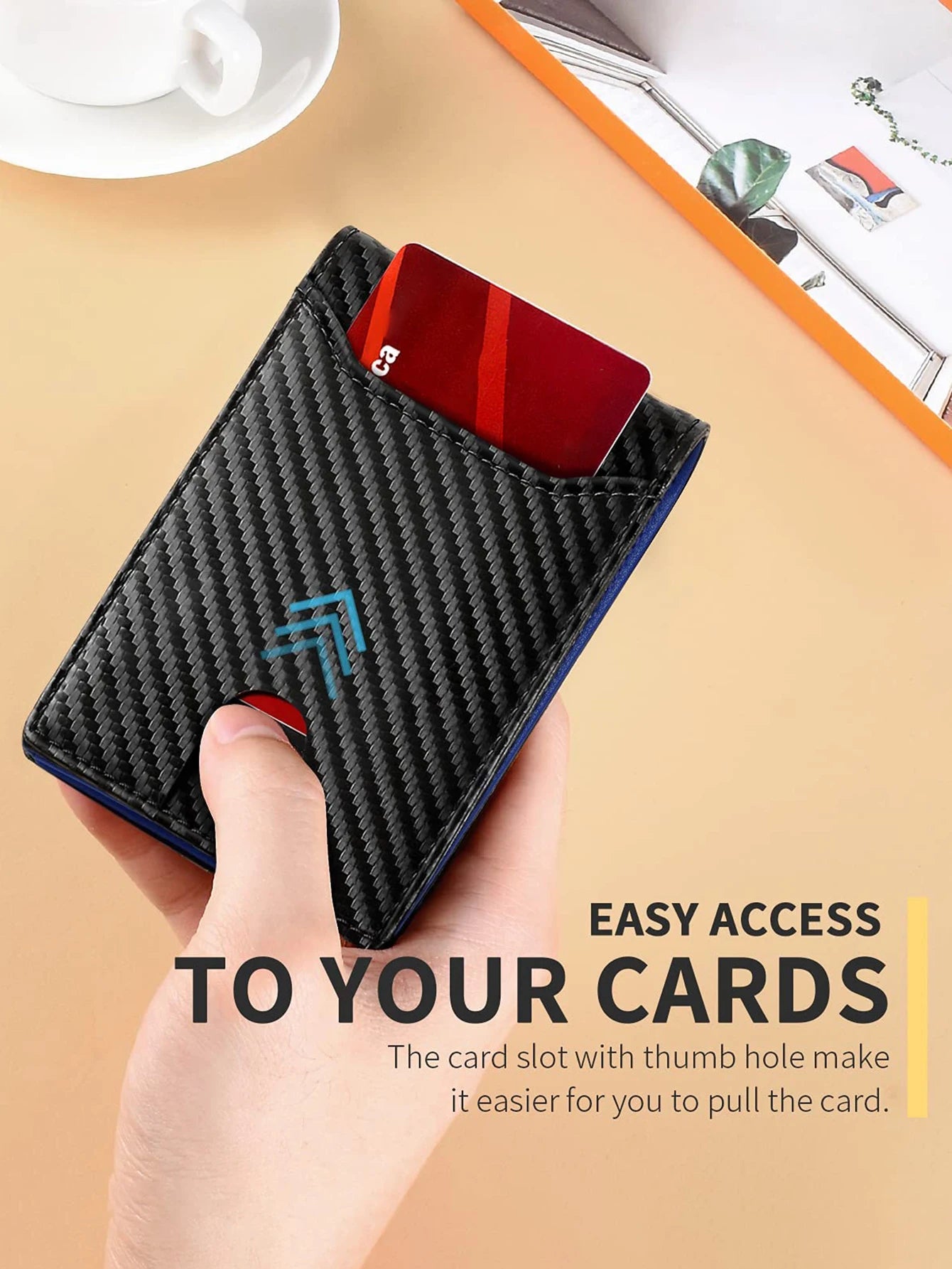 RFID Ultra-Thin Carbon Fiber Wallet for Men – Minimalist Bifold