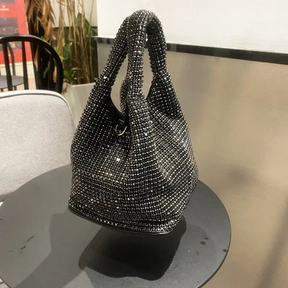 Rhinestone Crystal Bucket Bag – Luxury Sparkle Handbag