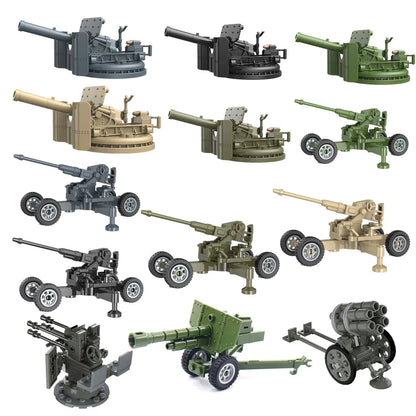 Military Anti-Aircraft Cannon MOC Building Blocks Model – WWII Artillery Brick Kit