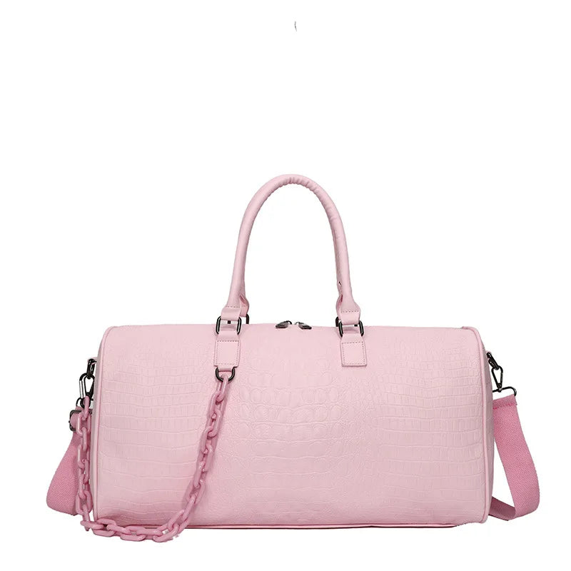 Crocodile Pattern PU Leather Travel Duffle Bag for Women
