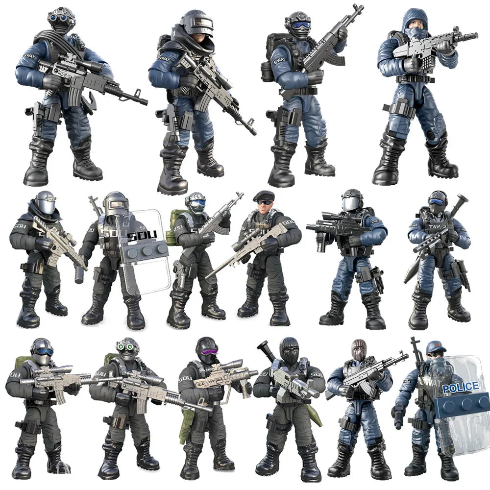 Military Army SWAT Soldier Figures Building Blocks for Kids
