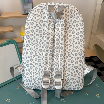 Leopard Print Backpack – Multi-Pocket Nylon Daypack
