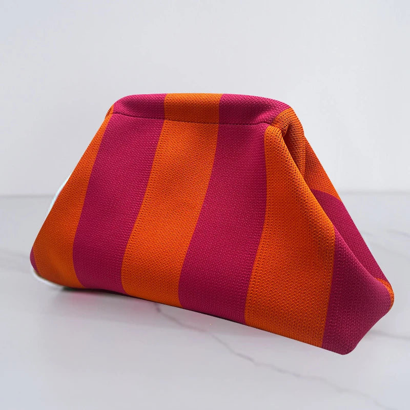 Crochet Knit Clutch Bag Women's Ruched Cloud Dumpling Purse