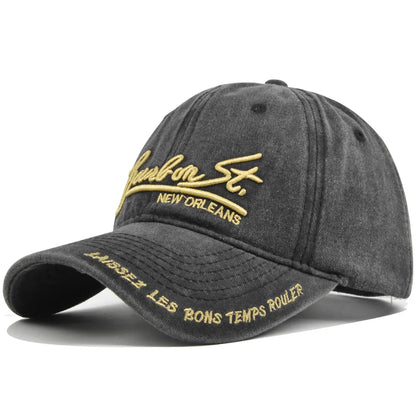 Washed Denim Baseball Cap – Bourbon St. New Orleans Embroidery