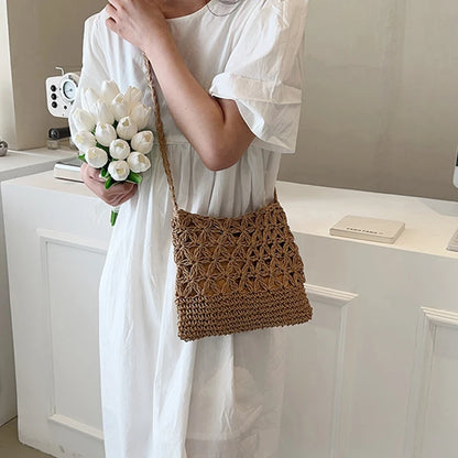 Straw Woven Crossbody Bag – Boho Shoulder Bag for Women